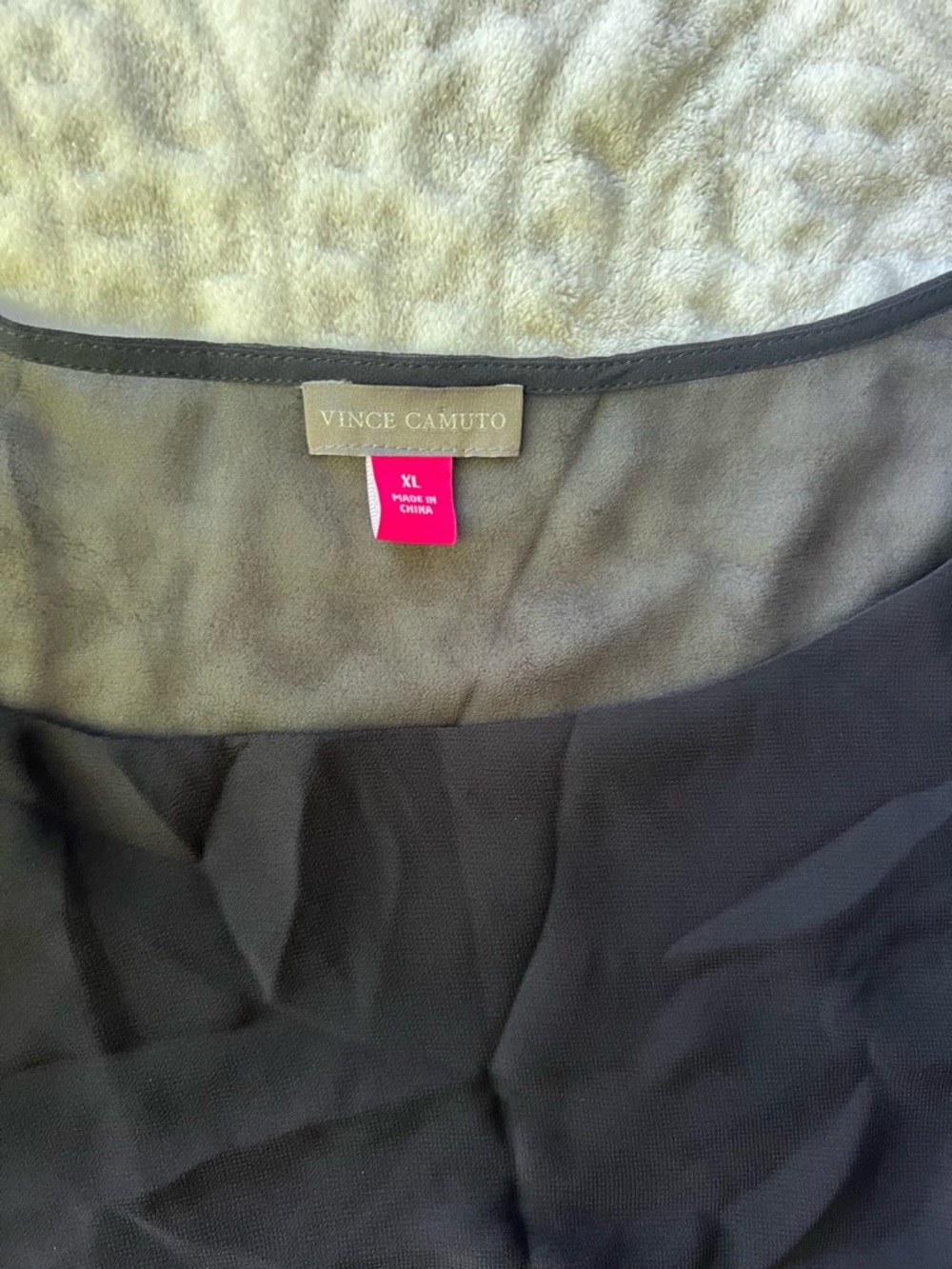 Vince Camuto Elegant Black Scoop Neck Sheer Blouse With Pleated Sleeves |Size XL - Picture 4 of 8